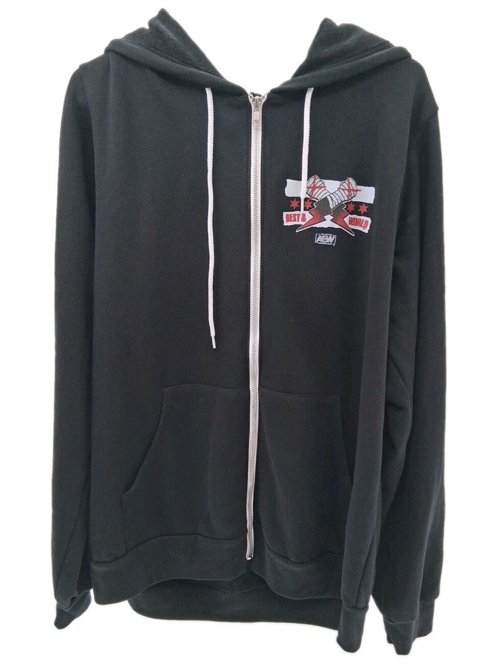 AEW Best in the World Hoodie Sweatshirt Mens XL Black Cm Punk Full Zip Wrestling